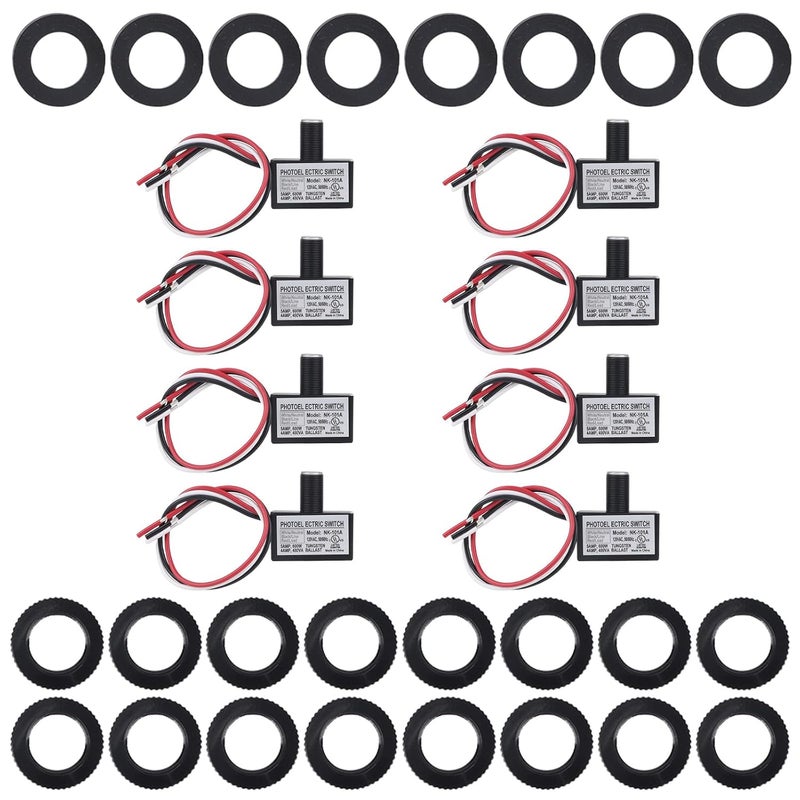 BTFO 8pcs 105V-130V AC Photocell Light Sensor, Dusk to Dawn Light Control Sensor with 16 Nuts and 8 Washers for Outdoor Lighting Street Lights - Image 1